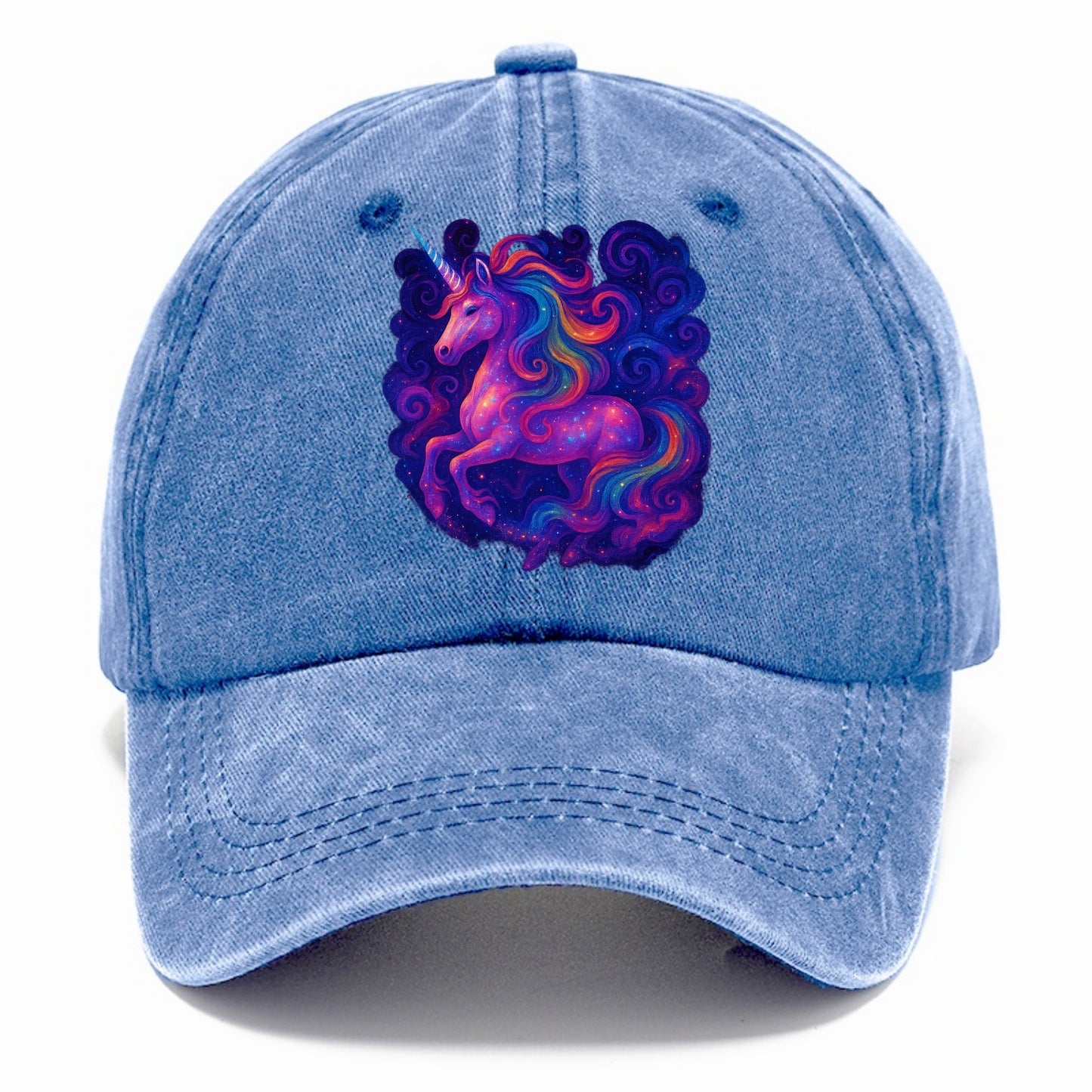 Magical unicorn with flowing rainbow gradient mane, iridescent horn with spiral light - Classic Cap - Summer Sky(Blue)