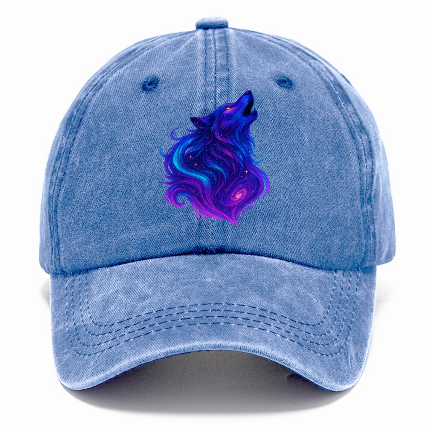 Noble wolf with flowing fur that transforms into aurora borealis streams, cyan and - Classic Cap - Summer Sky(Blue)