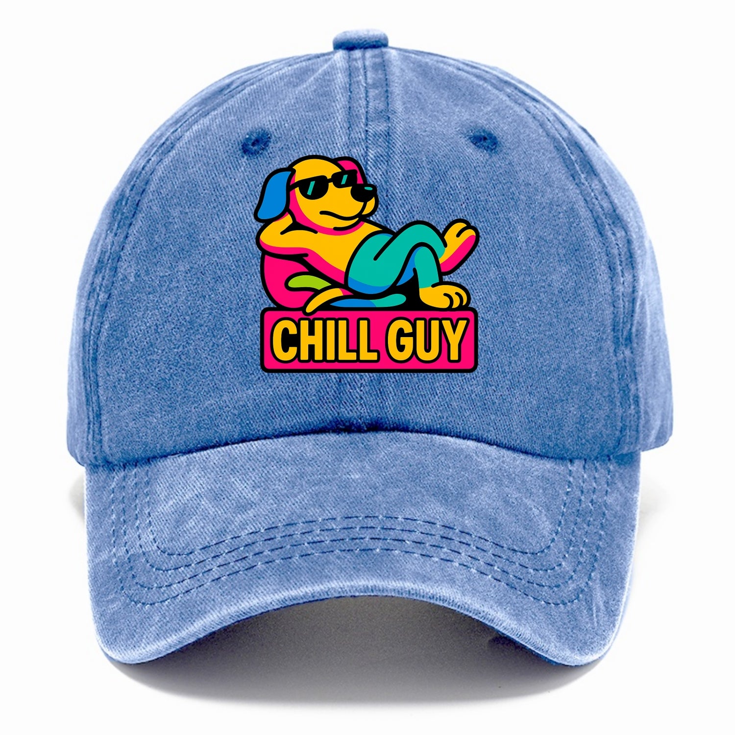 Super relaxed dog character lounging unbothered - "Chill Guy" meme energy, laid back - Classic Cap - Summer Sky(Blue)