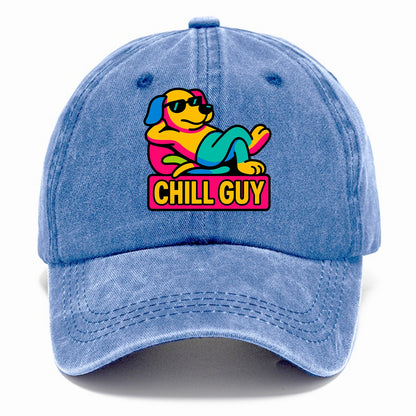 Super relaxed dog character lounging unbothered - "Chill Guy" meme energy, laid back - Classic Cap - Summer Sky(Blue)