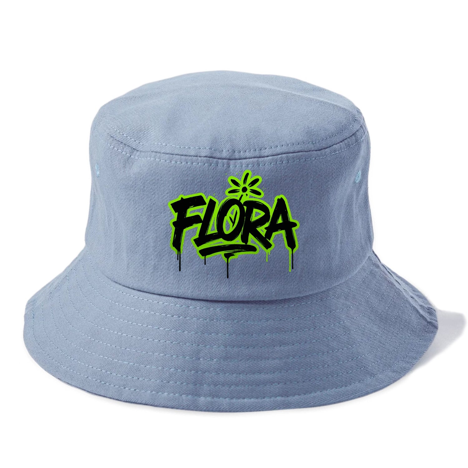 Bold typography design - "FLORA" - plant life, blooming - Bucket Hat - Summer Sky(Blue)