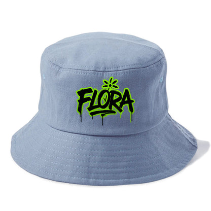 Bold typography design - "FLORA" - plant life, blooming - Bucket Hat - Summer Sky(Blue)
