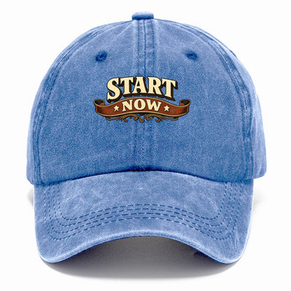 Bold typography design - "START NOW" - begin immediately, no delay - Classic Cap - Summer Sky(Blue)