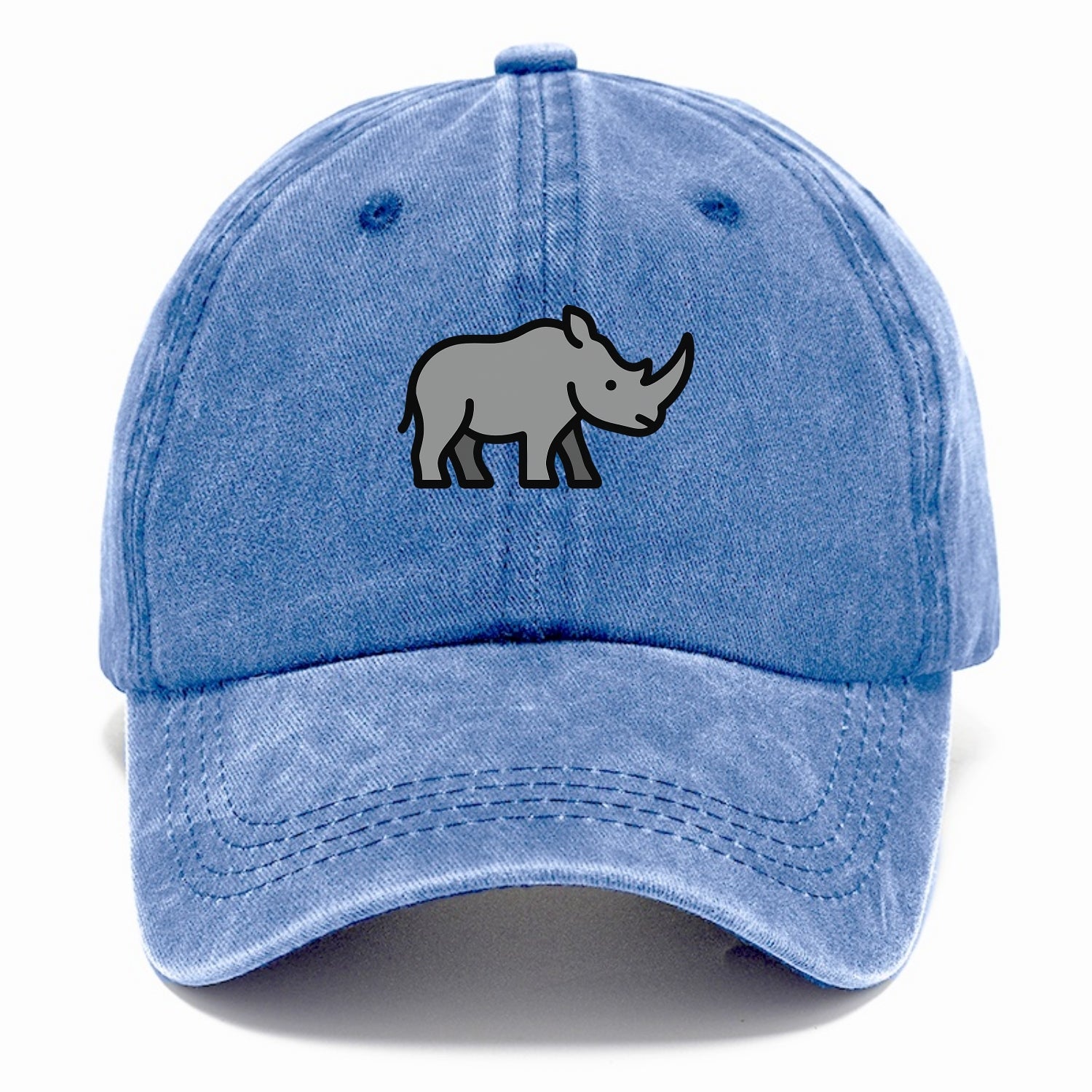 Rhinoceros - Gray with horn flat side profile - Classic Cap - Summer Sky(Blue)