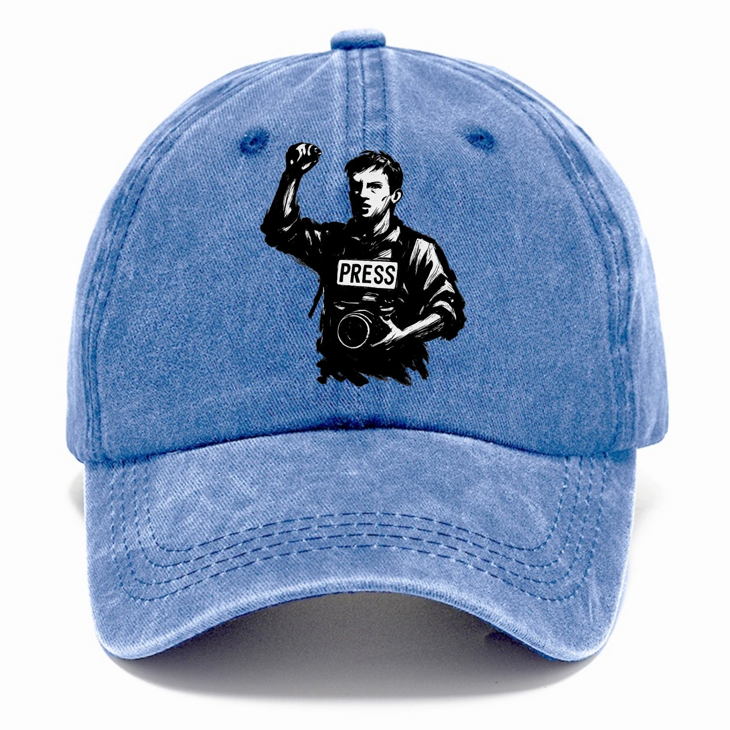 Journalist with camera - press freedom ink painting - Classic Cap - Summer Sky(Blue)