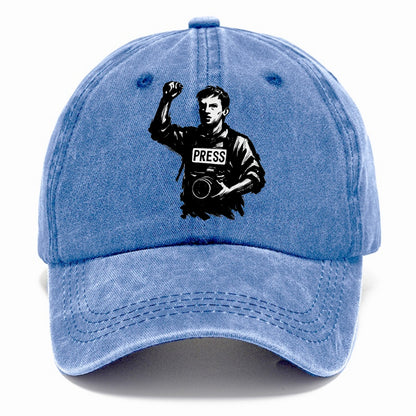 Journalist with camera - press freedom ink painting - Classic Cap - Summer Sky(Blue)