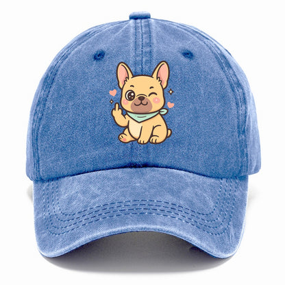 French Bulldog sitting with bat ears up, strong paw with sass - Classic Cap - Summer Sky(Blue)