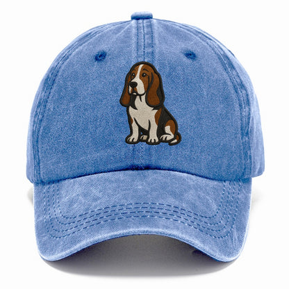 Basset Hound - Tri-color embroidered sit Classic Cap - Summer Sky(Blue)