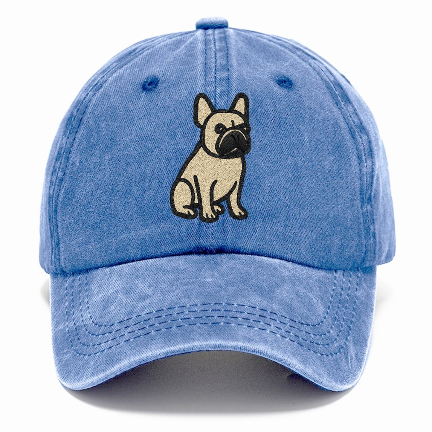 French Bulldog Fawn Colored Clean Sitting Pose Classic Cap - Summer Sky(Blue)