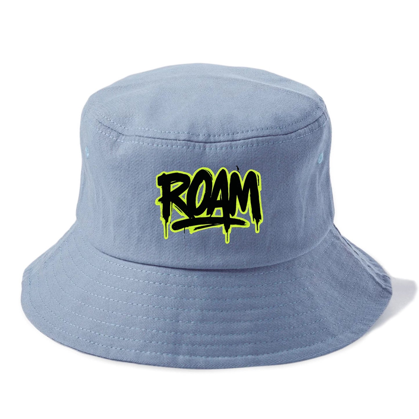 Bold typography design - "ROAM" - wander freely, no destination needed - Bucket Hat - Summer Sky(Blue)