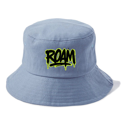 Bold typography design - "ROAM" - wander freely, no destination needed - Bucket Hat - Summer Sky(Blue)