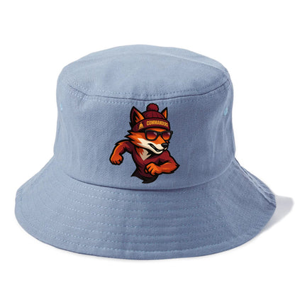 Washington Fox wearing Commanders beanie with Capitol patch and wayfarer sunglasses - Bucket Hat - Summer Sky(Blue)