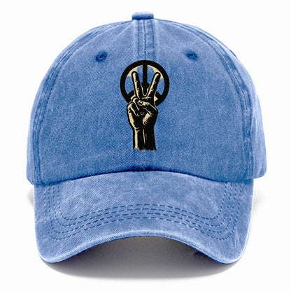 Peace sign hand gesture - anti-war movement ink brushstrokes - Classic Cap - Summer Sky(Blue)