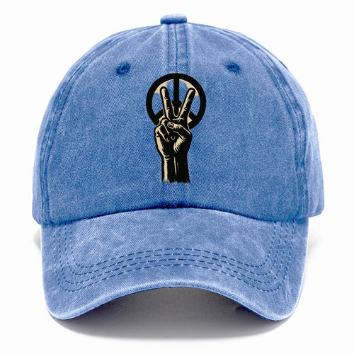 Peace sign hand gesture - anti-war movement ink brushstrokes - Classic Cap