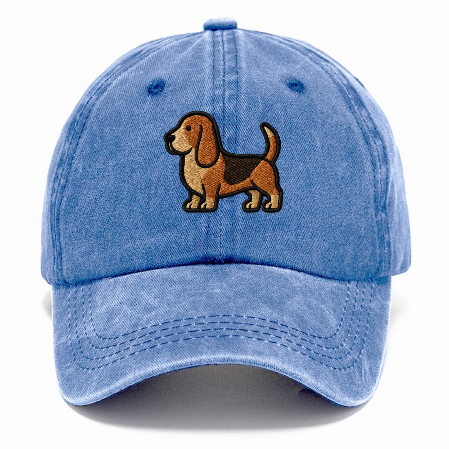 Basset Hound - Trendy low-rider design with prominent black outline - Classic Cap - Summer Sky(Blue)
