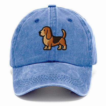 Basset Hound - Trendy low-rider design with prominent black outline - Classic Cap - Summer Sky(Blue)