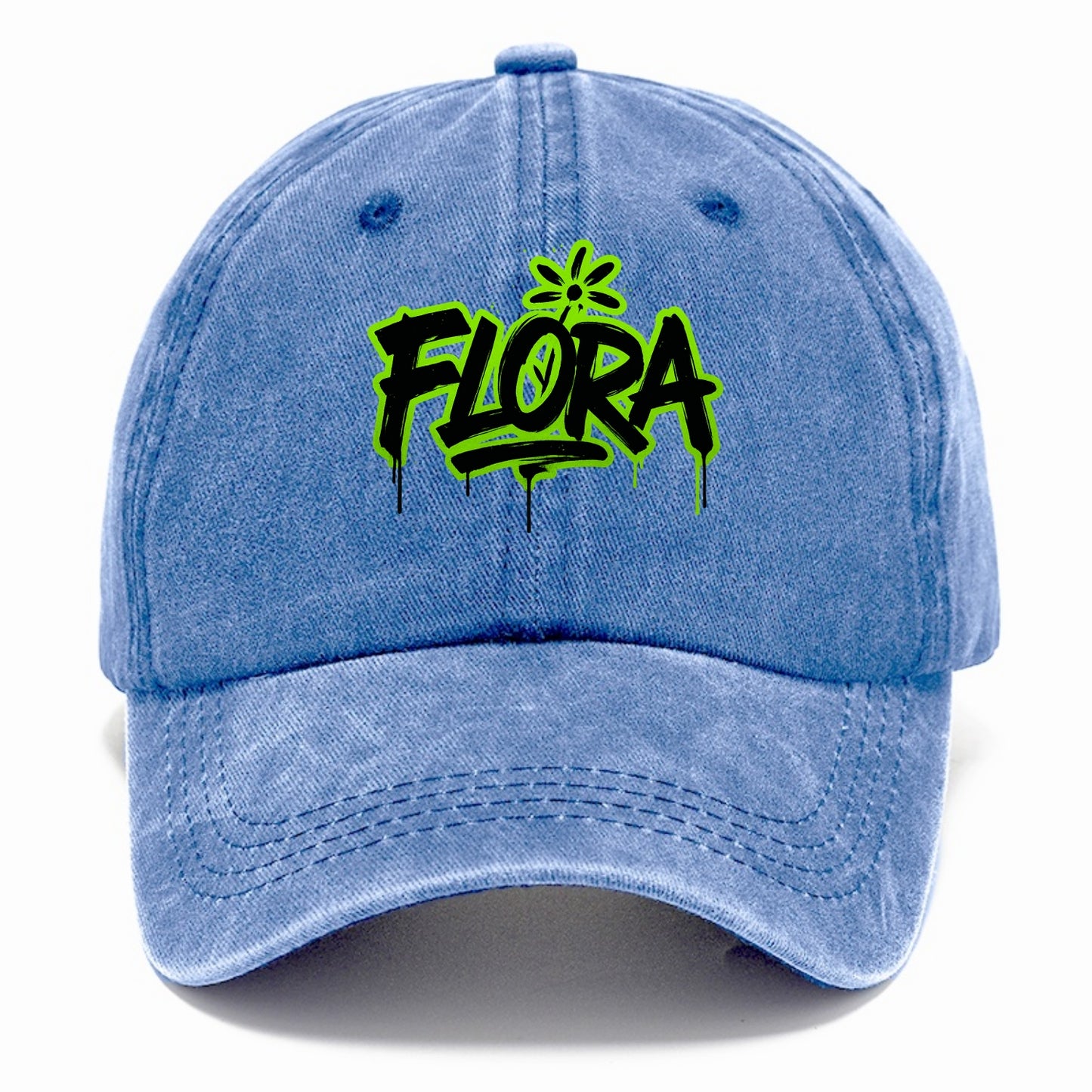 Bold typography design - "FLORA" - plant life, blooming - Classic Cap - Summer Sky(Blue)