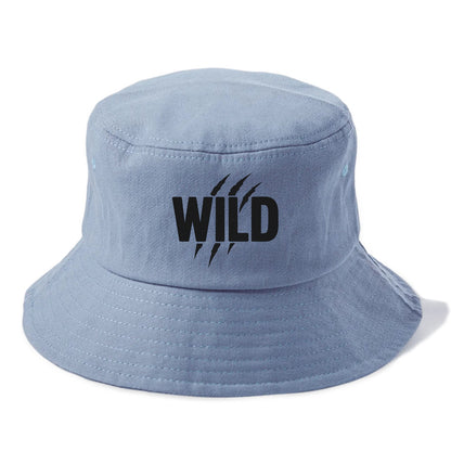 Bold typography design - "WILD" - untamed, natural, free - Bucket Hat - Summer Sky(Blue)