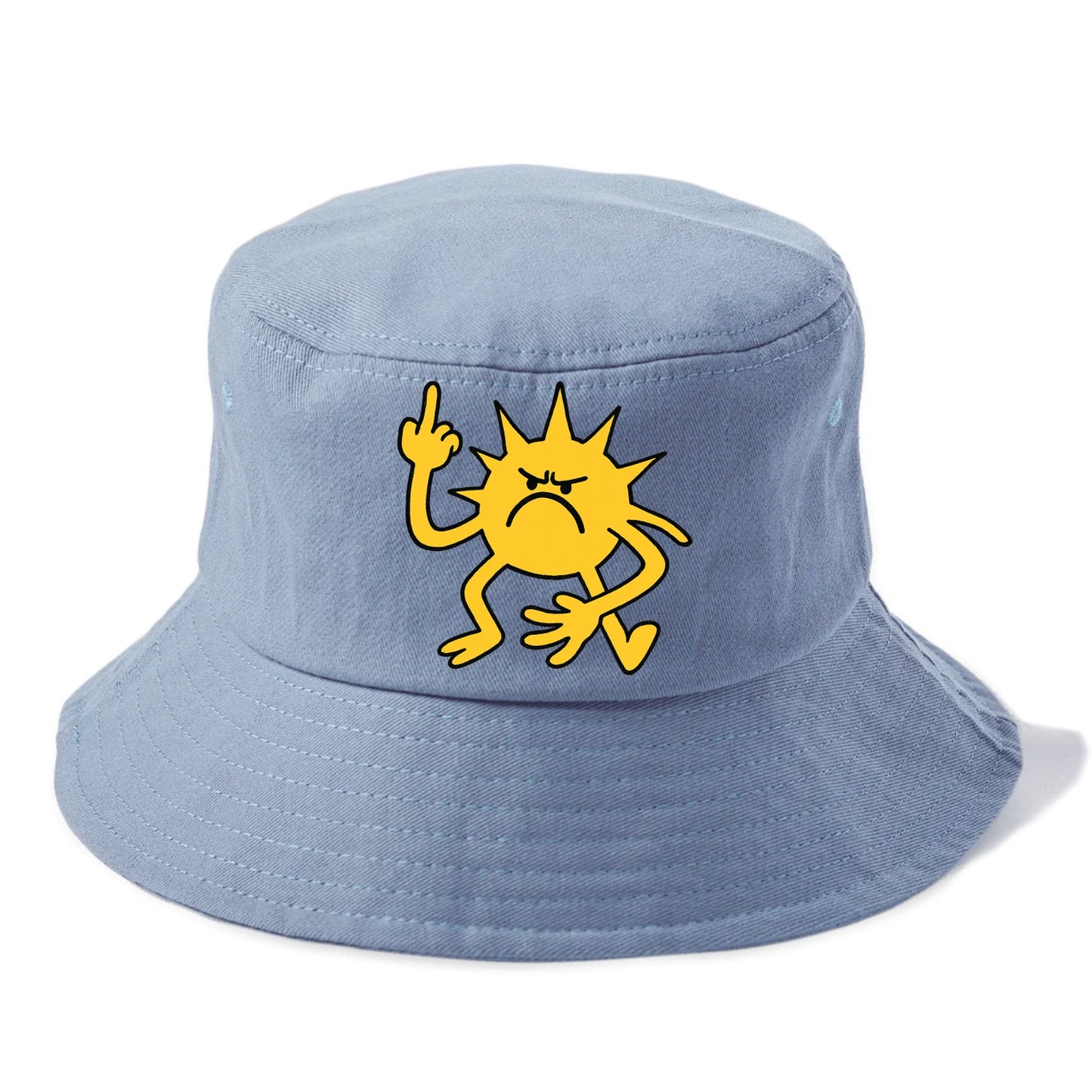 MORNINGS ARE PUNISHMENT | Grumpy sun with middle finger - Bucket Hat - Summer Sky(Blue)