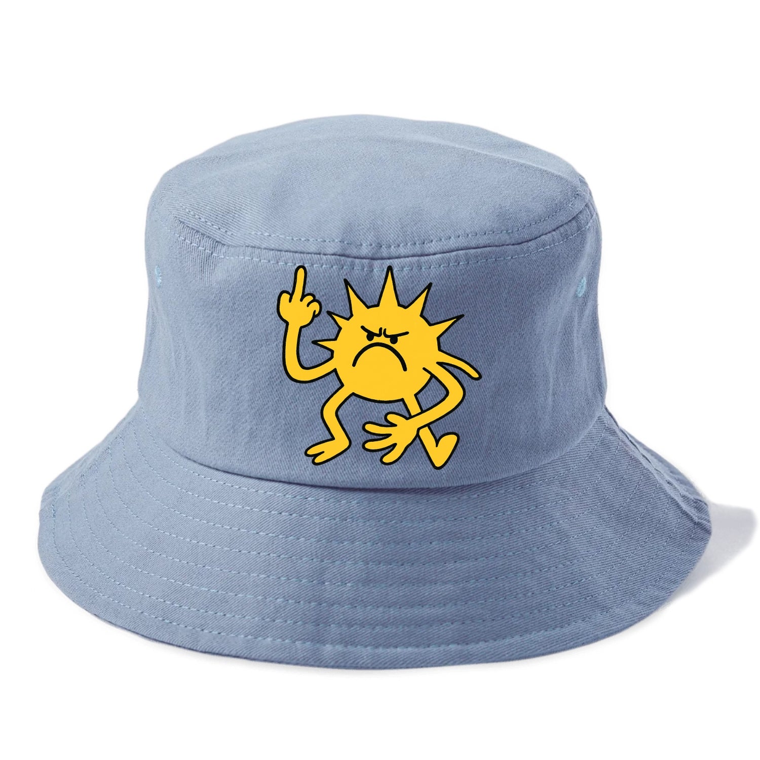 MORNINGS ARE PUNISHMENT | Grumpy sun with middle finger - Bucket Hat - Summer Sky(Blue)