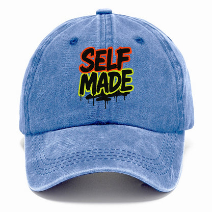 Bold typography design - "SELF MADE" - built from nothing, earned success - Classic Cap - Summer Sky(Blue)