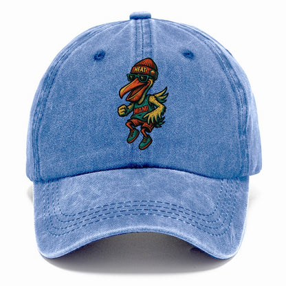 Miami Pelican wearing Heat beanie with sunset patch and wayfarer sunglasses - Classic Cap - Summer Sky(Blue)