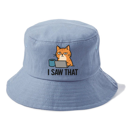 Cat with one eye open judging you - "I SAW THAT" - nothing escapes notice - Bucket Hat - Summer Sky(Blue)