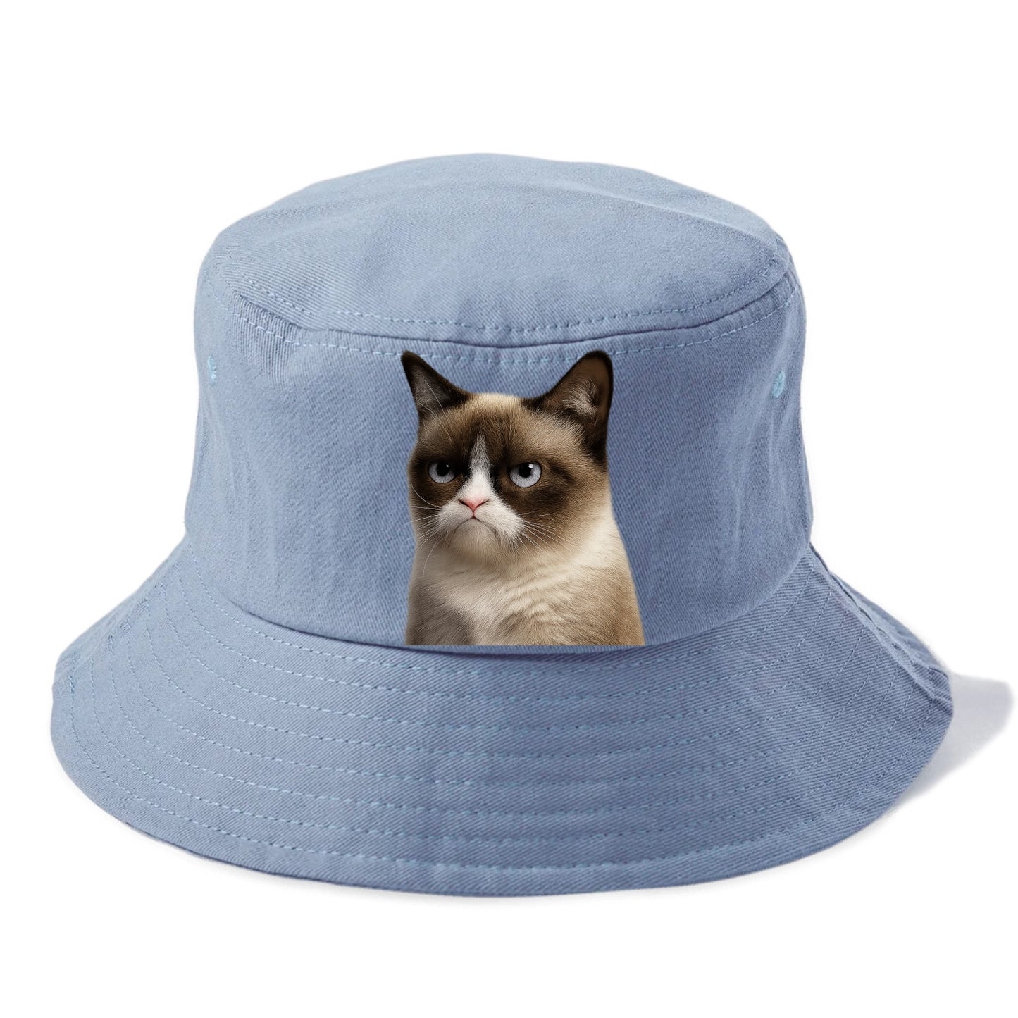 Grumpy Cat Expression  - Bucket Hat - Summer Sky(Blue)
