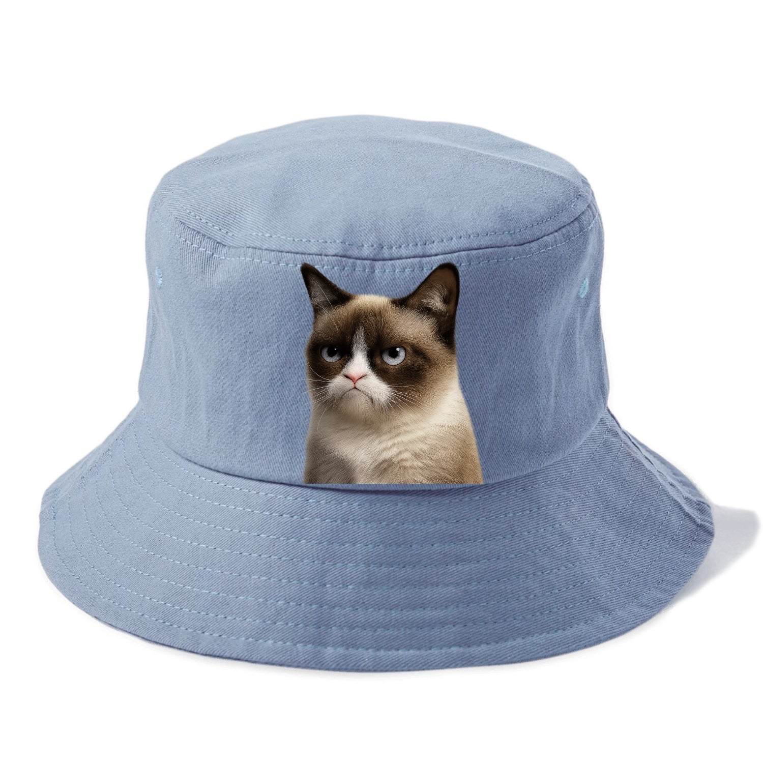 Grumpy Cat Expression  - Bucket Hat - Summer Sky(Blue)