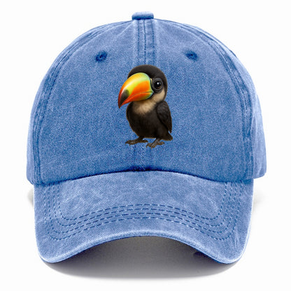 Baby Toucan - oversized colorful beak, black feathers, bright eyes, front-facing, - Classic Cap - Summer Sky(Blue)