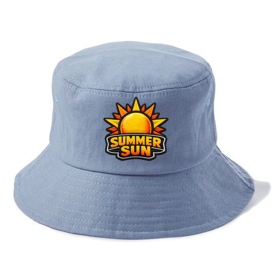 SUMMER SUN - bright sun with rays in yellow and orange , hot season - Bucket Hat - Summer Sky(Blue)