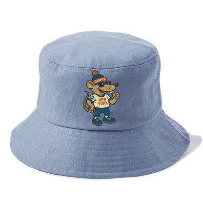 New York Rat wearing Giants beanie with subway patch and wayfarer sunglasses - Bucket Hat - Summer Sky(Blue)