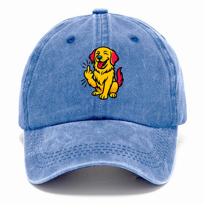 Golden Retriever with happy smile and golden coat, fluffy paw raised - Classic Cap - Summer Sky(Blue)
