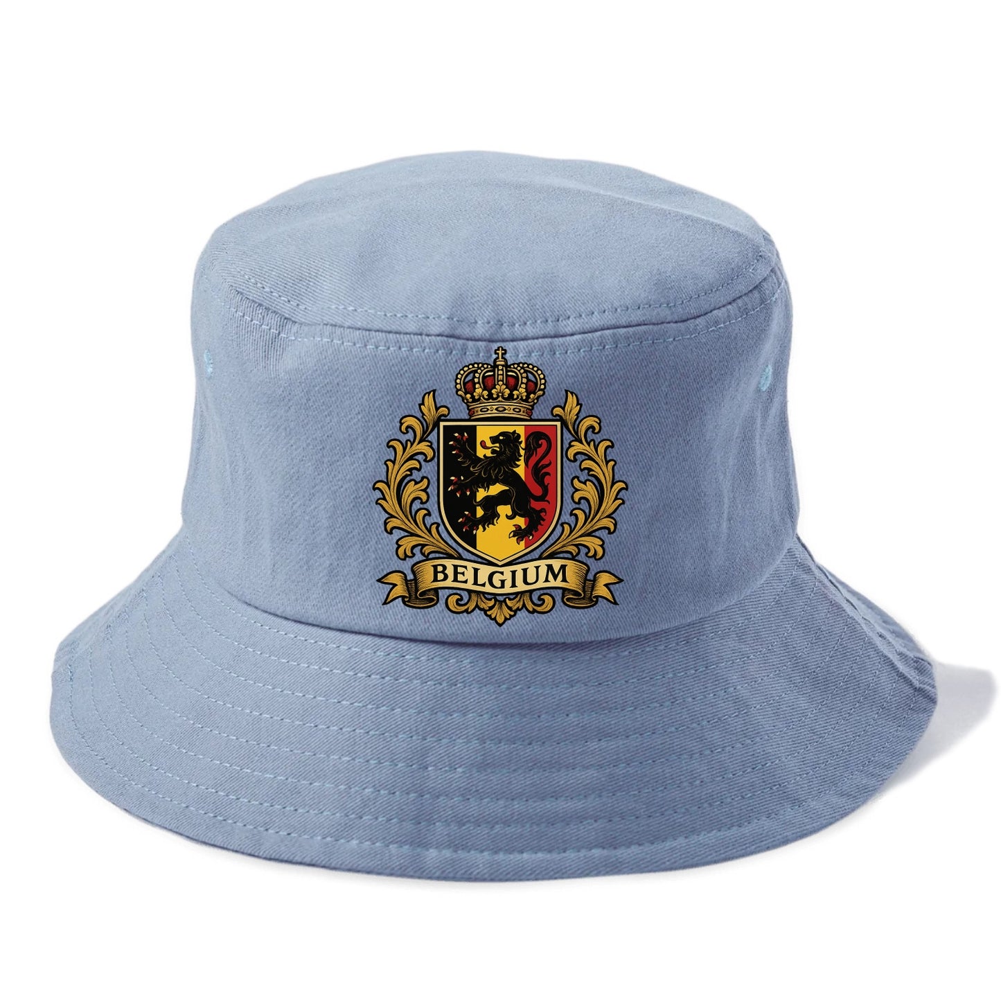 Belgium Lion Emblem (black Lion Rampant, Black/yellow/red Shield) Bucket Hat - Summer Sky(Blue)
