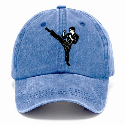 Martial artist performing a high kick - Classic Cap - Summer Sky(Blue)