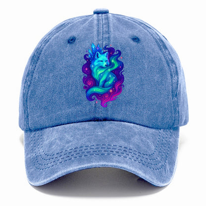 Ethereal arctic fox with fur that transforms into crystal formations, northern lights - Classic Cap - Summer Sky(Blue)