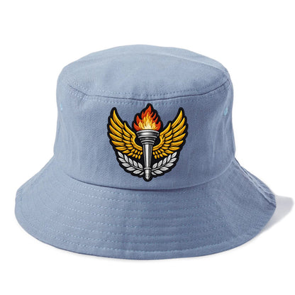 Embroidered patch design - TRACK AND FIELD TORCH - Olympic style torch with wings in - Bucket Hat - Summer Sky(Blue)