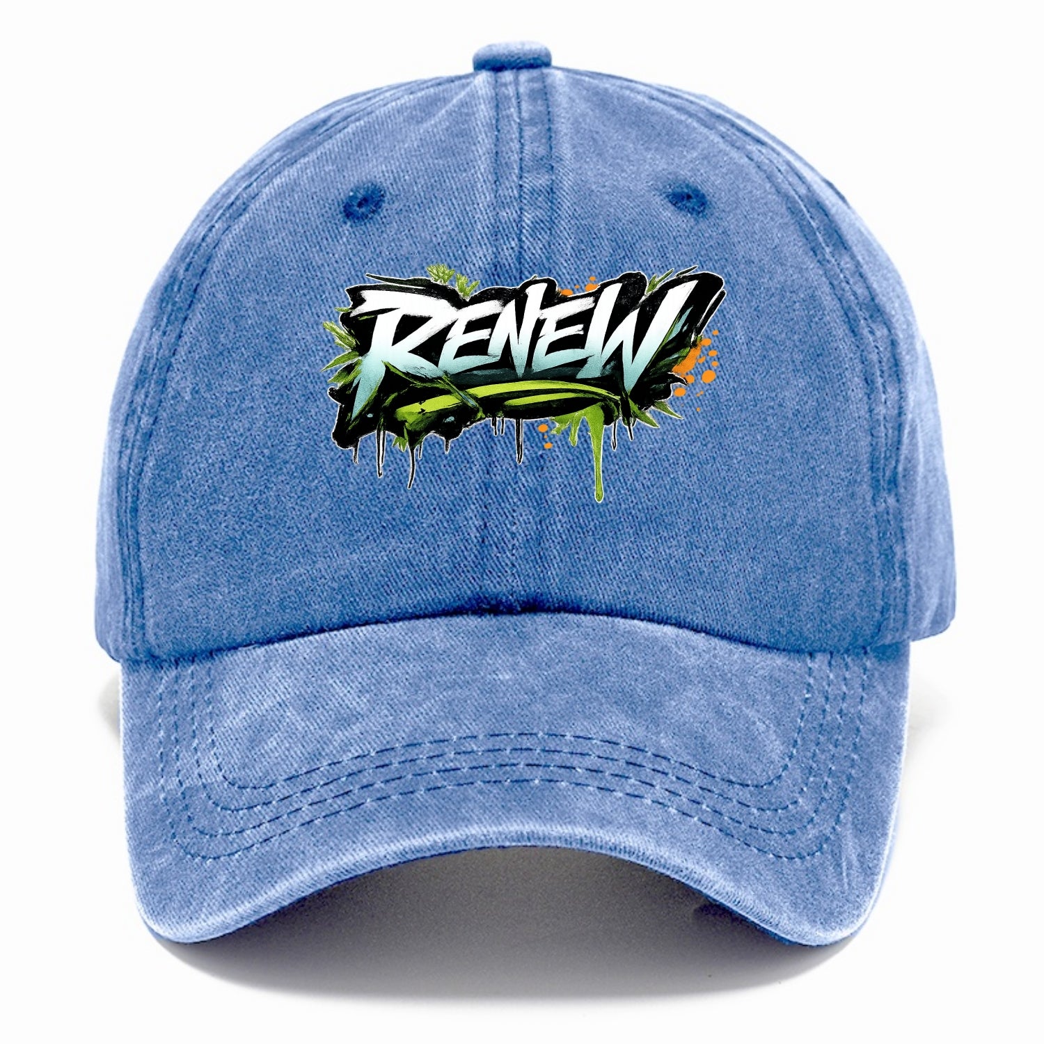 Bold typography design - "RENEW" - starting fresh, regenerating - Classic Cap - Summer Sky(Blue)