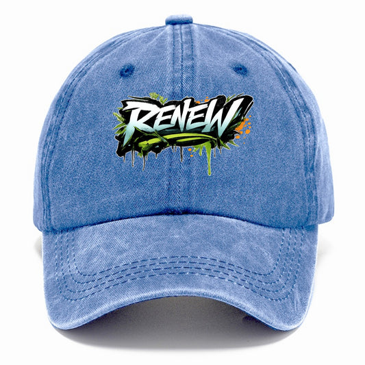 Bold typography design - "RENEW" - starting fresh, regenerating - Classic Cap - Summer Sky(Blue)