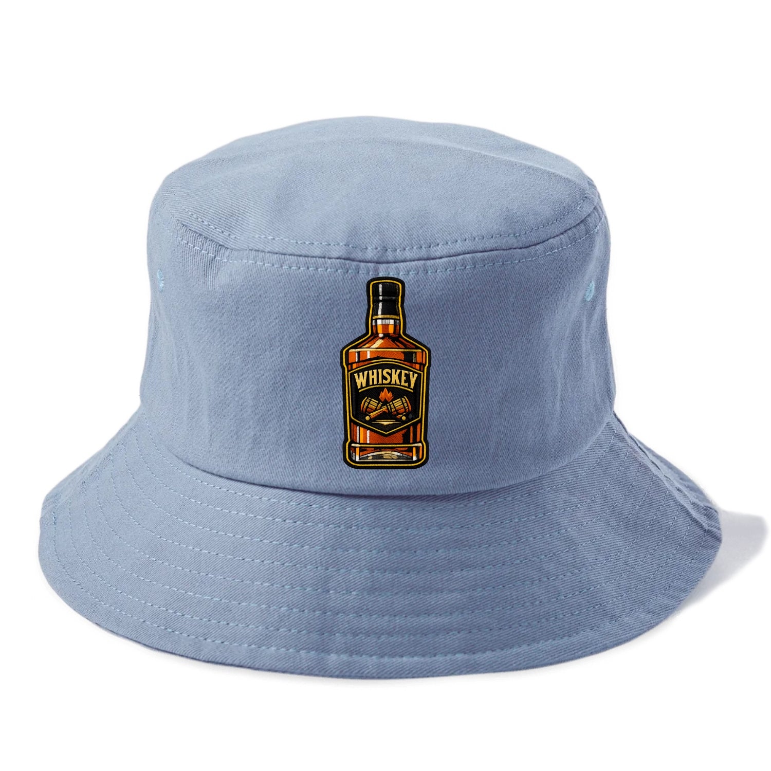 WHISKEY BOTTLE - bourbon bottle in amber and gold , spirits connoisseur - Bucket Hat - Summer Sky(Blue)