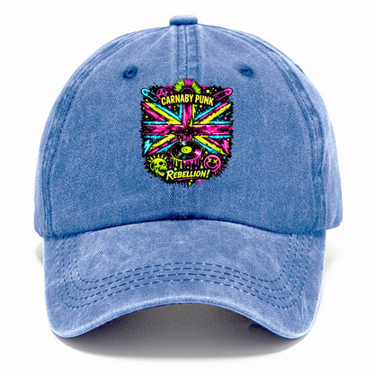 CARNABY PUNK | Swinging 60s meets 70s punk | Psychedelic Union Jack pattern | Bold - Classic Cap - Summer Sky(Blue)