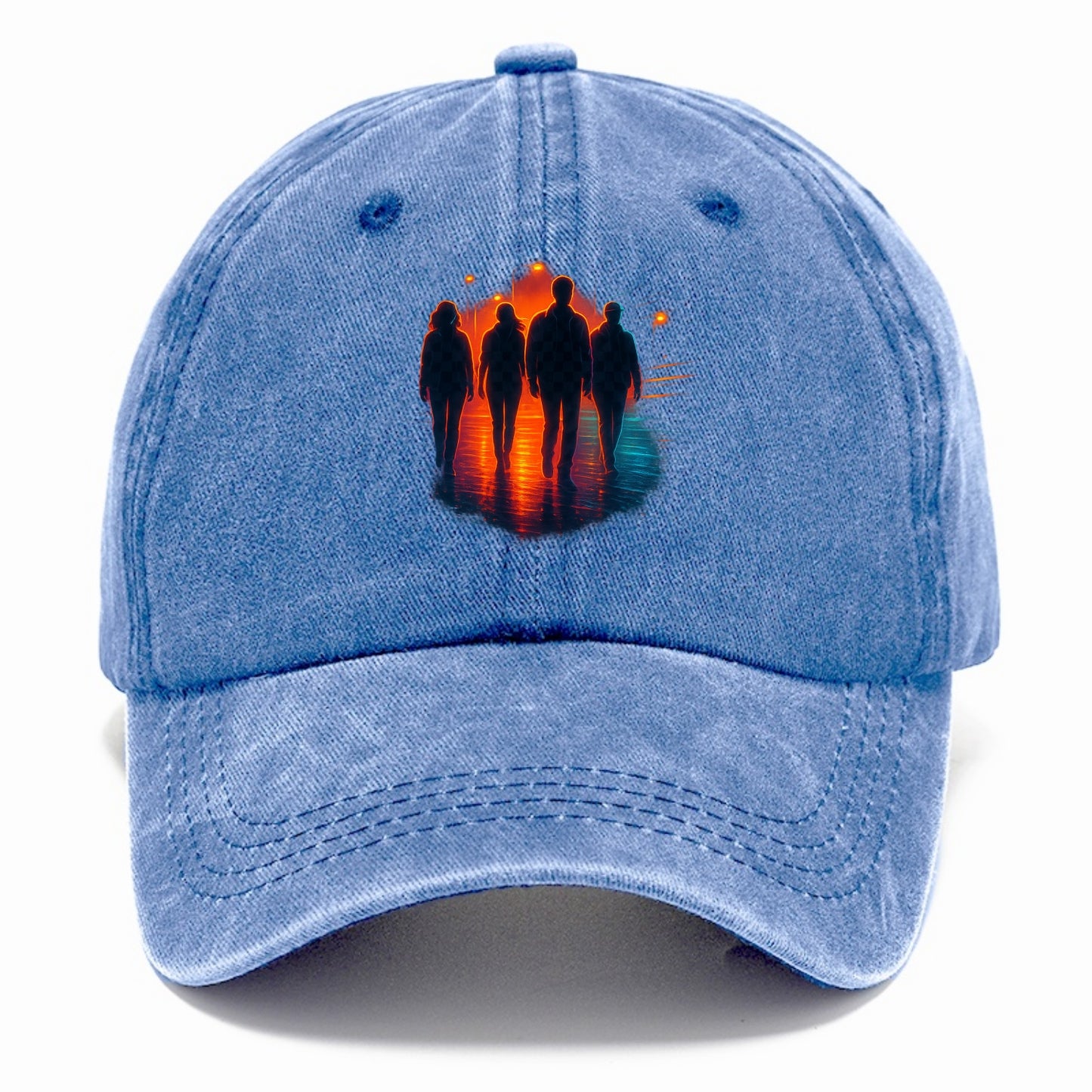 gang of silhouettes walking together at sunset by the beach - Classic Cap - Summer Sky(Blue)