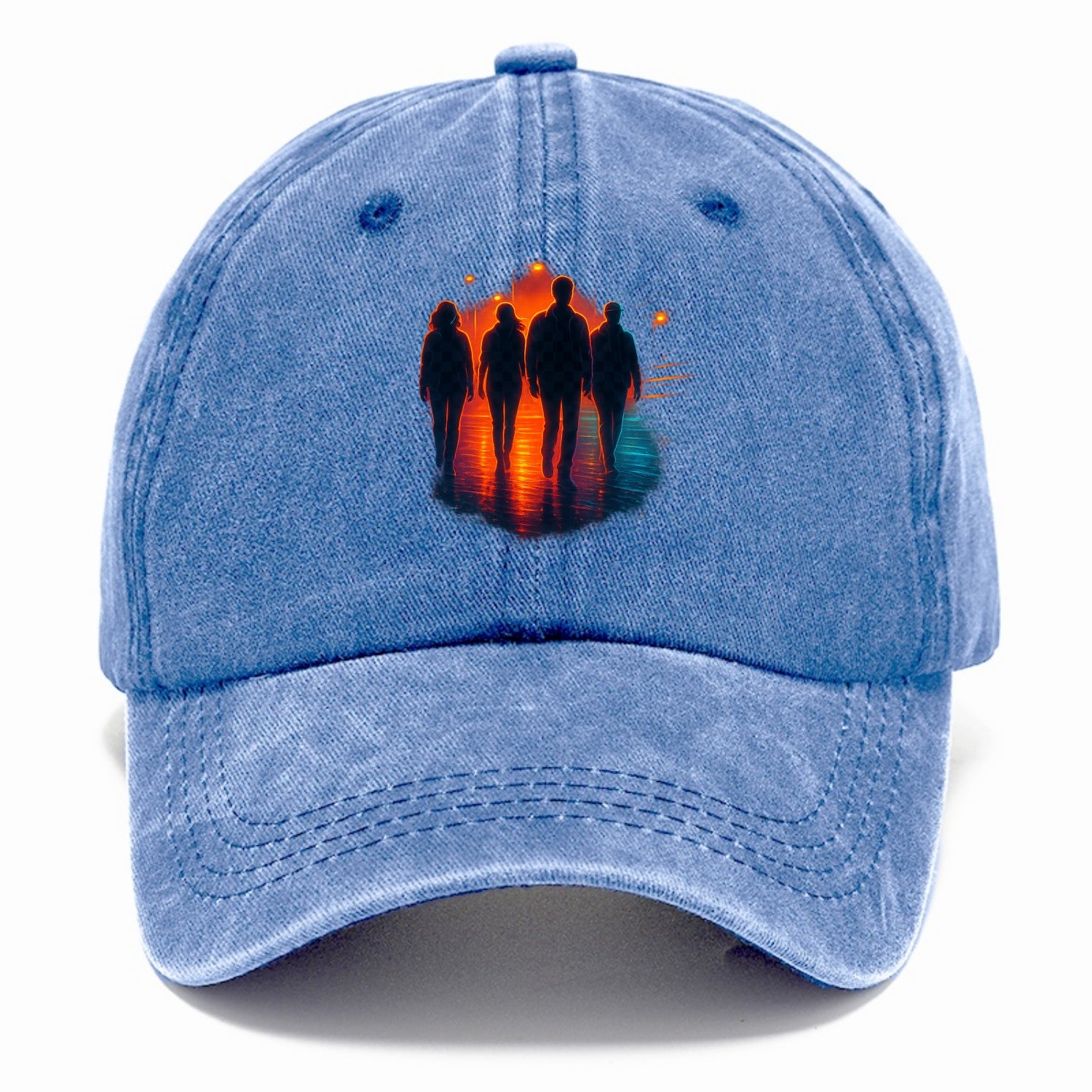 gang of silhouettes walking together at sunset by the beach - Classic Cap - Summer Sky(Blue)