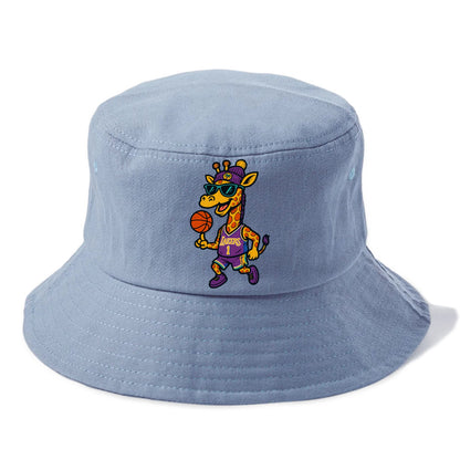 California Giraffe wearing Lakers beanie with palm tree patch and wayfarer sunglasses - Bucket Hat - Summer Sky(Blue)