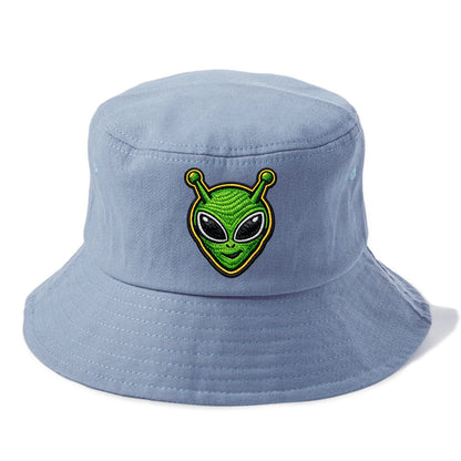 ALIEN MARTIAN - green alien with antenna in green , little green man - Bucket Hat - Summer Sky(Blue)