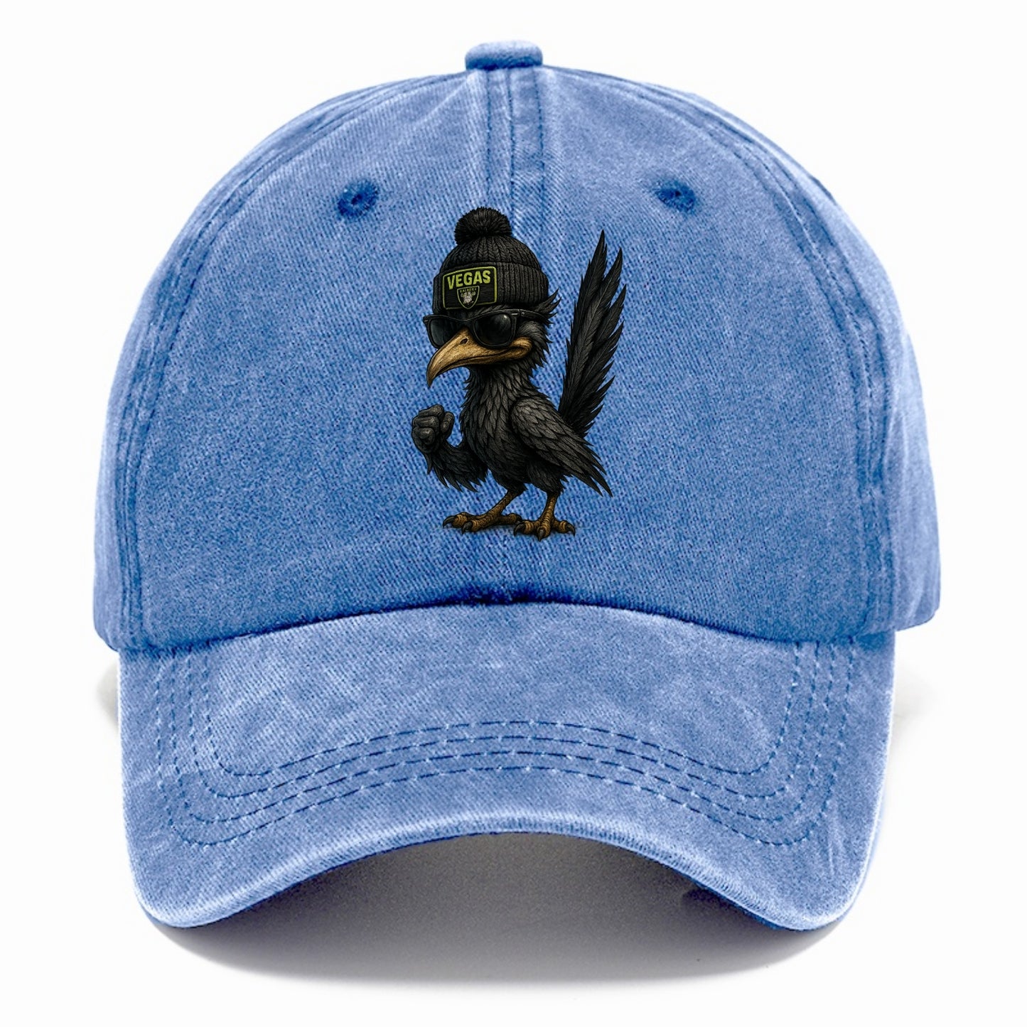 Vegas Roadrunner wearing Raiders beanie with neon patch and wayfarer sunglasses - Classic Cap - Summer Sky(Blue)