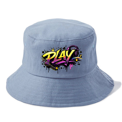 Bold typography design - "PLAY" - creative expression, musical performance - Bucket Hat - Summer Sky(Blue)