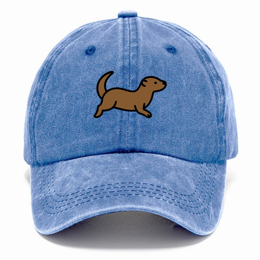 Otter - Brown sleek swimming pose flat side profile - Classic Cap - Summer Sky(Blue)