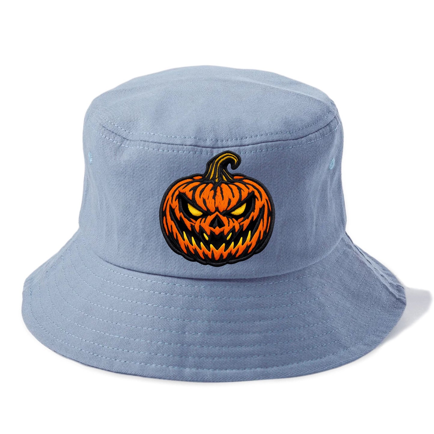 HALLOWEEN PUMPKIN - jack o lantern in orange and black , spooky - Bucket Hat - Summer Sky(Blue)
