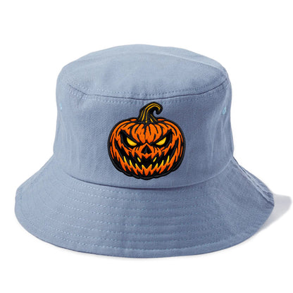 HALLOWEEN PUMPKIN - jack o lantern in orange and black , spooky - Bucket Hat - Summer Sky(Blue)